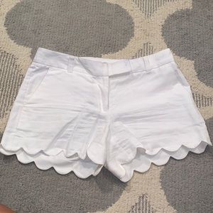 J. Crew White Scalloped Bottom Shorts